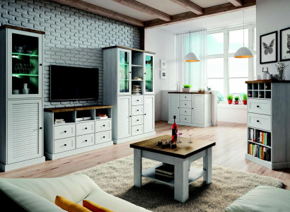 Wohnwand Wohnzimmer Set Vitrine Lowboard Wandregal 3tlg Set Wohnwände Holz Neu